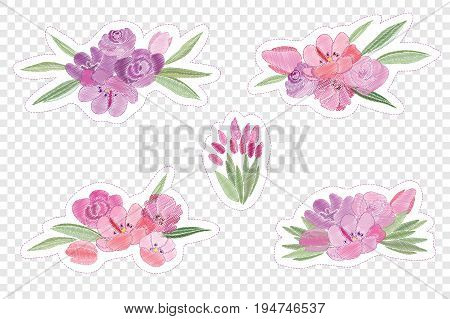 Vintage Romantic Vector Of Fashionable Bouquets Of Flowers.