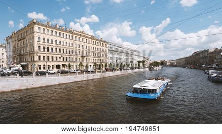 Saint Petersburg. Russia, 3 July 2017, Fontanka river - canal wide angle