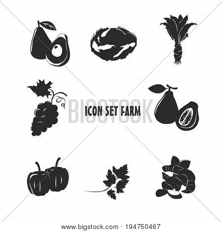 Icon Set Farm design web symbol fruit vegetable