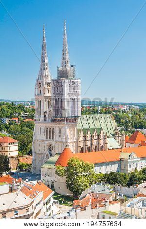 Kaptol and catholic cathedral in the center of Zagreb, Croatia