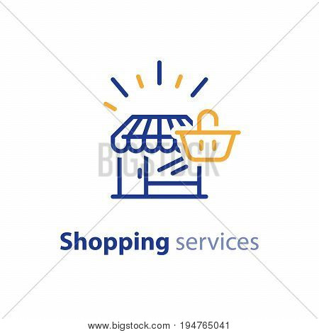 Shop line icon, shopping basket, make order