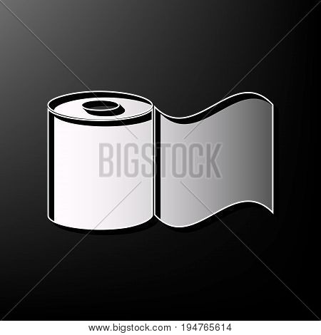 Toilet Paper sign. Vector. Gray 3d printed icon on black background.
