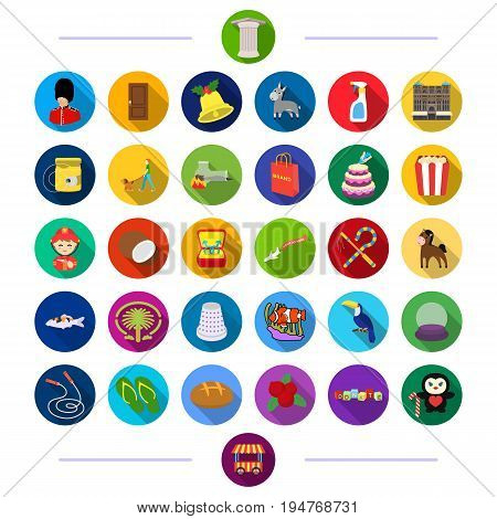 , animal, bird, cooking and other  icon in flat style.entertainment, tourism, experiments icons in set collection