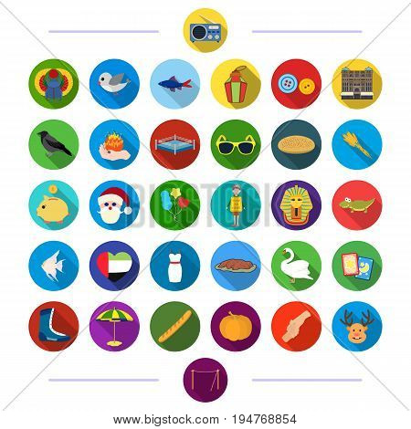 textiles, architecture, travel and other  icon in flat style.circus, ecology, fauna, icons in set collection