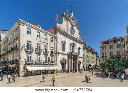 LISBON,PORTUGAL - MAY 17,2017 - View at the church of Sao Domingos in Lisbon. Lisbon is the capital of Portugal.