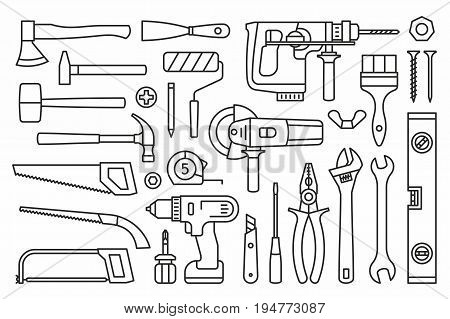 vector collection of isolated building tools icons