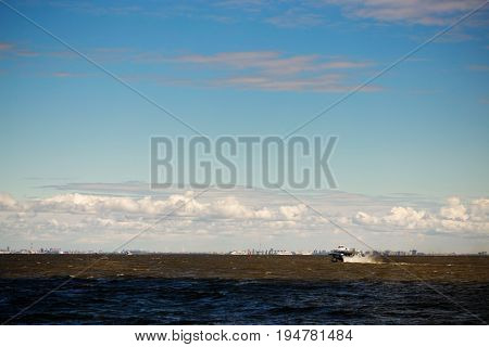 St. Petersburg, Russia - June 28, 2017: High-speed Hydrofoil Ship In St. Petersburg.