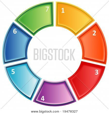 Blank sette numerati ciclo processo business diagramma illustrazione