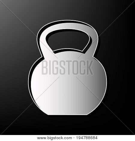 Fitness Dumbbell sign. Vector. Gray 3d printed icon on black background.
