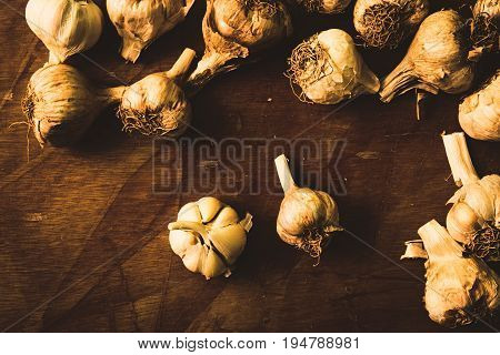 Fresh garlic picked from a nearby farmer's market.