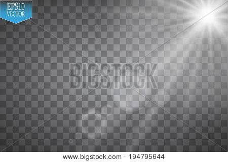 Vector Spotlights. Scene. Light Effects.Vector transparent sunlight special lens flare light effect.