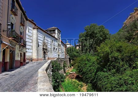 Middag, Street i Granada, Spanien