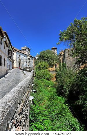 Middag, Street i Granada, Spanien