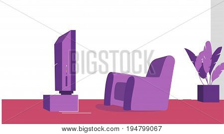 Digital Vector Modern Living Room Interior. Flat Style Background For Commercial, Character, Animati