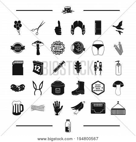 medicine, gay, equipment and other  icon in black style. tool, computer, shoes icons in set collection.