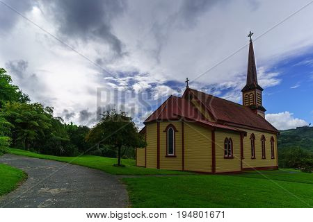 The famous Jerusalem (Hiruharama) is the Catholic Church on Whanganui river road Whanganui North Island of New Zealand