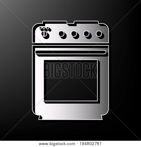 Stove sign. Vector. Gray 3d printed icon on black background.