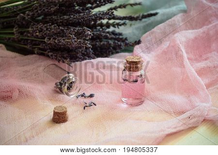 brunh of Lavender flowers and cosmetic whith lavener