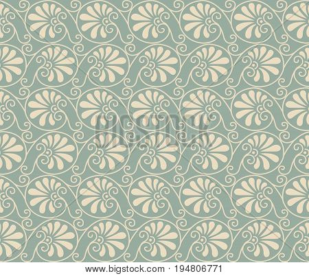 Antique Seamless Background Vintage Spiral Curve Round Fan Leaf