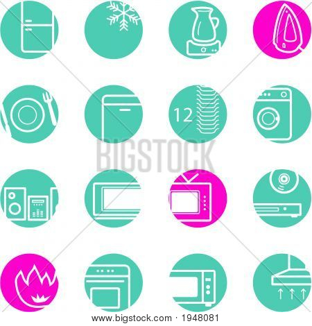 Circle Household Appliances Icons