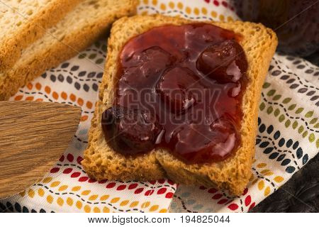 Breakfast Of Cherry Jam On Toast