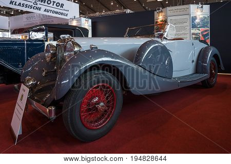 STUTTGART GERMANY - MARCH 17 2016: Retro car Lagonda LG45 Open Tourer 1937. Europe's greatest classic car exhibition 