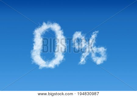 Blue sky with 0% cloud shape poster template. 3D rendering.