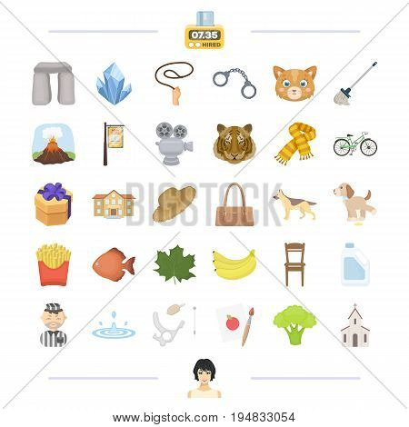 crime, travel and other  icon in cartoon style. Animal, art icons in set collection.
