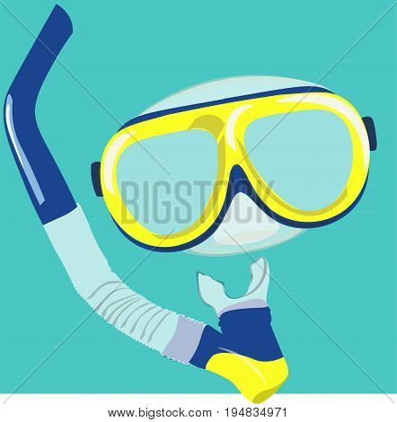 Dive mask and snorkel for professionals. Vector illustration