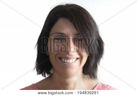 Portrait Of A Woman On White Bacground