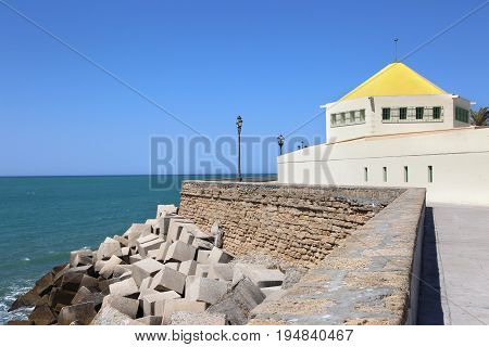 Building Along the Ocean in Cadiz, Spain