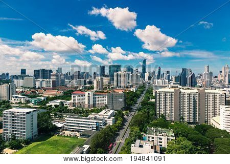 Bangkok Thailand - 6 July 2017 - View of Bangkok skyline shows the newly built Mahanakorn building in the distant on a bright sunny day of July 6 2017 in Bangkok Thailand