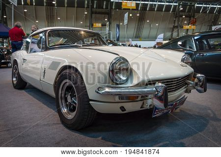 STUTTGART GERMANY - MARCH 18 2016: Sports car Triumph GT6 Mk II 1970. Europe's greatest classic car exhibition 