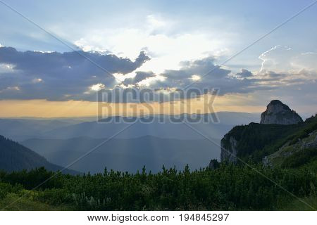 Beautiful Ceahlau massif Eastern Carpathians Moldova Romania