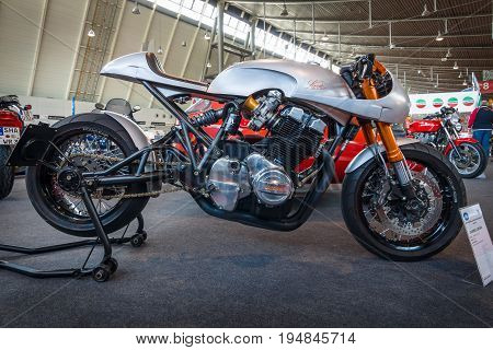 STUTTGART GERMANY - MARCH 18 2016: Sport motorcycle Laverda 1100 RAU 1982. Europe's greatest classic car exhibition 