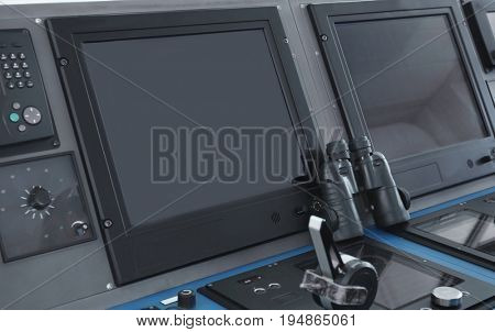 Ship control panel in captain's bridge