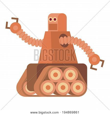 Robot with caterpillar track icon. Cartoon illustration of robot with caterpillar track vector icon for web isolated on white background