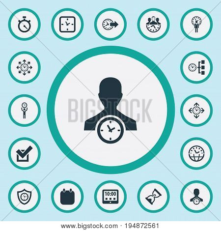 Vector Illustration Set Of Simple Time Icons. Elements International, Redirect, Hourglass And Other Synonyms Objective, Deadline And Multitasking.