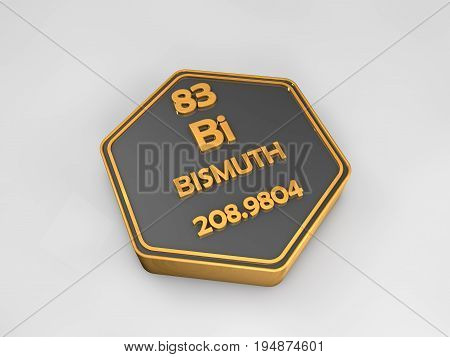 Bismuth - Bi - chemical element periodic table hexagonal shape 3d render