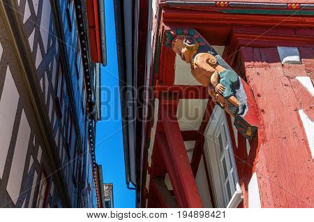 Atlas At A Historical Building In Herborn, Germany