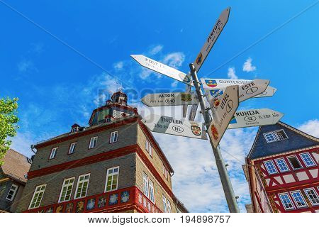 Cityscape At The City Square In Herborn, Germany