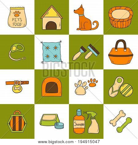Vector Hand Drawn Dog Stuff Icons