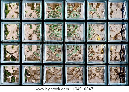 Pattern of clear white Glass block wall