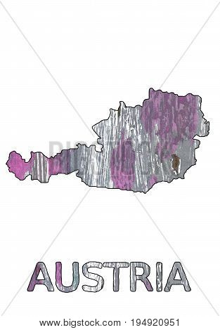 Hand-drawn abstract watercolor background. Austria map outline. Used colors: White Spanish gray Roman silver Manatee Philippine gray Old lavender Gray Deep amethyst Chinese violet.