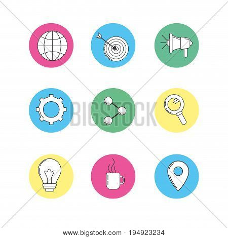 set technology icons to company information vector illustration