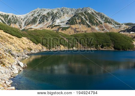 Mikurigaike pond in the Tateyama mountain range in Toyama