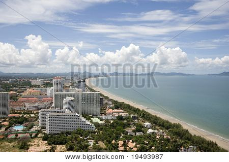 Aerial view of Jomtien beach near Pattaya in Thailand