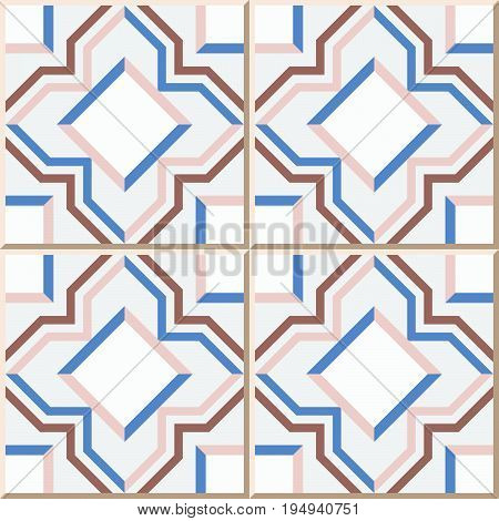 Ceramic Tile Pattern Of Star Squre Geometry Cross Line.