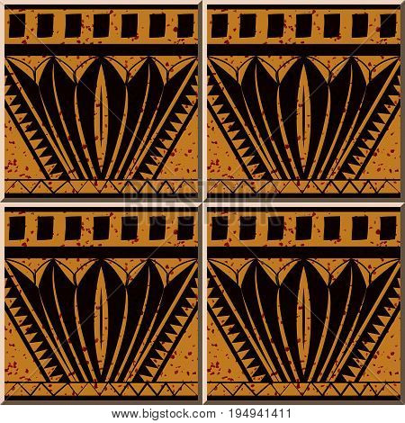 Ceramic Tile Pattern Of Aboriginal Sawtooth Squre Triangle Geometry