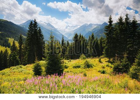 Awesome image of the Durlassboden reservoir. Location municipality of Gerlos in Zillertal valley, Austrian states of Tyrol and Salzburg. Reichenspitz range, High Tauern National Park. Beauty world.